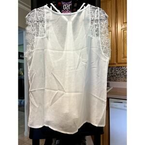 White lace/sheer top with matching camisole, L, $22, NWOT